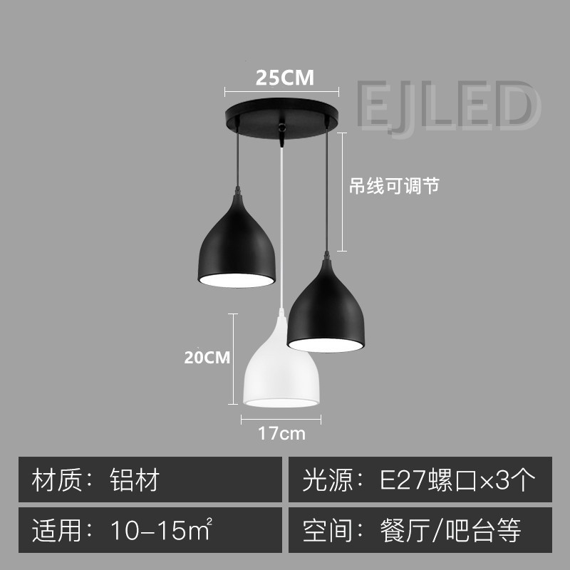 This steel pendant fixture features three bell-shaped dome shades suspended at staggered heights from a single round ceiling canopy. - view 3