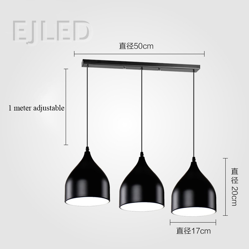 This steel pendant fixture features three bell-shaped dome shades suspended at staggered heights from a single round ceiling canopy. - view 4