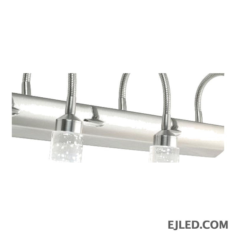 La lámpara de espejo ML0005 cuenta con una placa de pared circular que soporta tres brazos flexibles de cuello de ganso, cada uno con un cabezal de luz de cristal facetado en cromo. - view 3