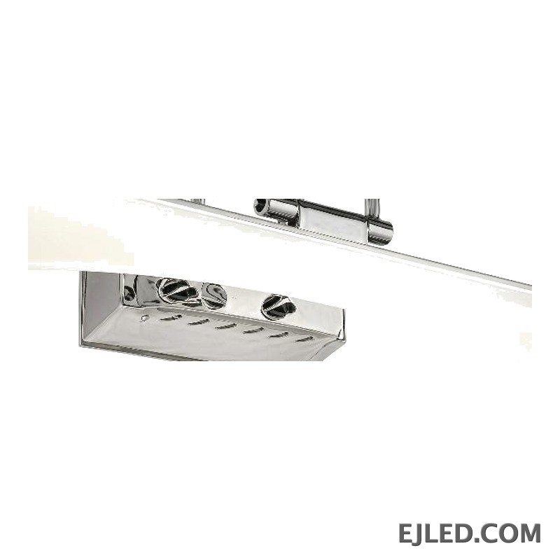 Esta lámpara de espejo horizontal, la ML0012, presenta un perfil delgado y rectangular en cromo pulido, entregando luz enfocada. Es adecuada para acentuar elementos decorativos o proporcionar iluminación funcional sobre espejos más pequeños. - view 3