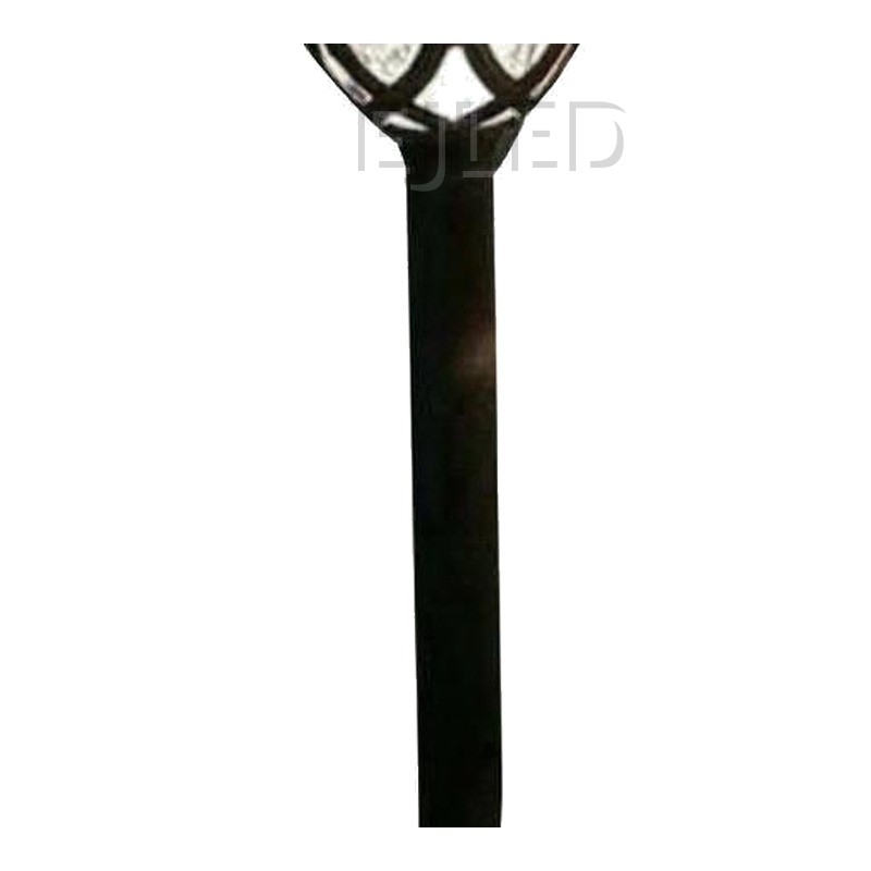 This outdoor solar pathway lantern features a textured glass shade and a dark metal post. It is designed for garden walkways, yards, and landscape lighting. - view 3