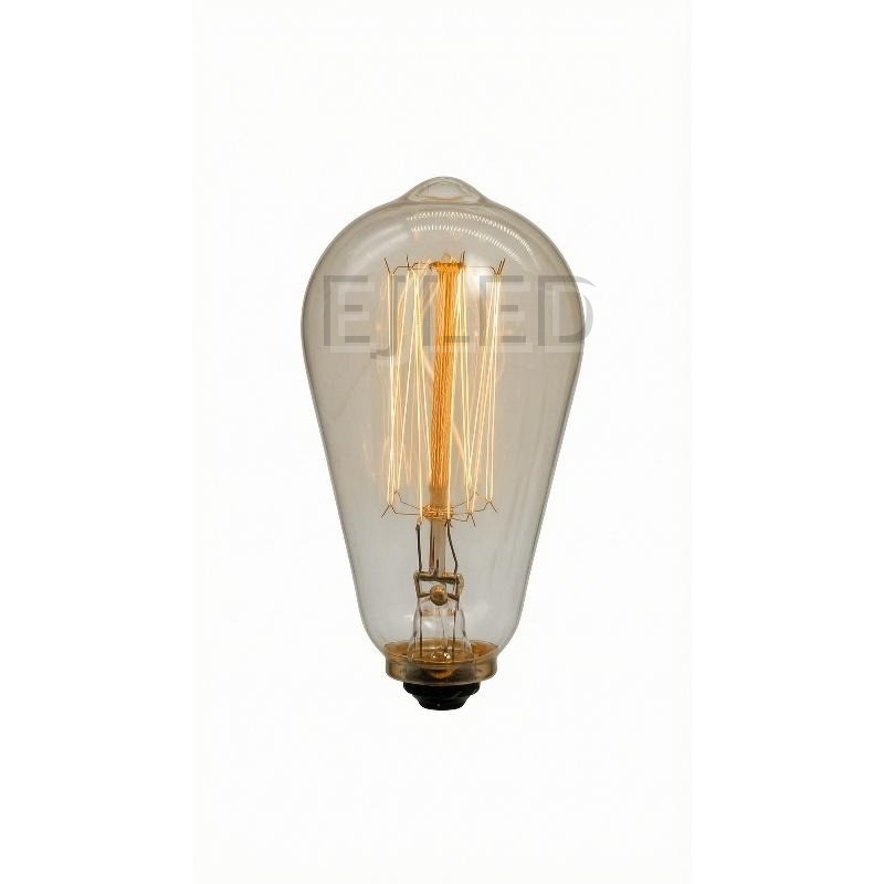 This amber glass incandescent bulb features a teat shape with a visible interior tungsten filament, creating a warm, vintage look for decorative lighting.