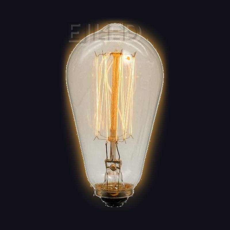 This amber glass incandescent bulb features a teat shape with a visible interior tungsten filament, creating a warm, vintage look for decorative lighting. - view 2