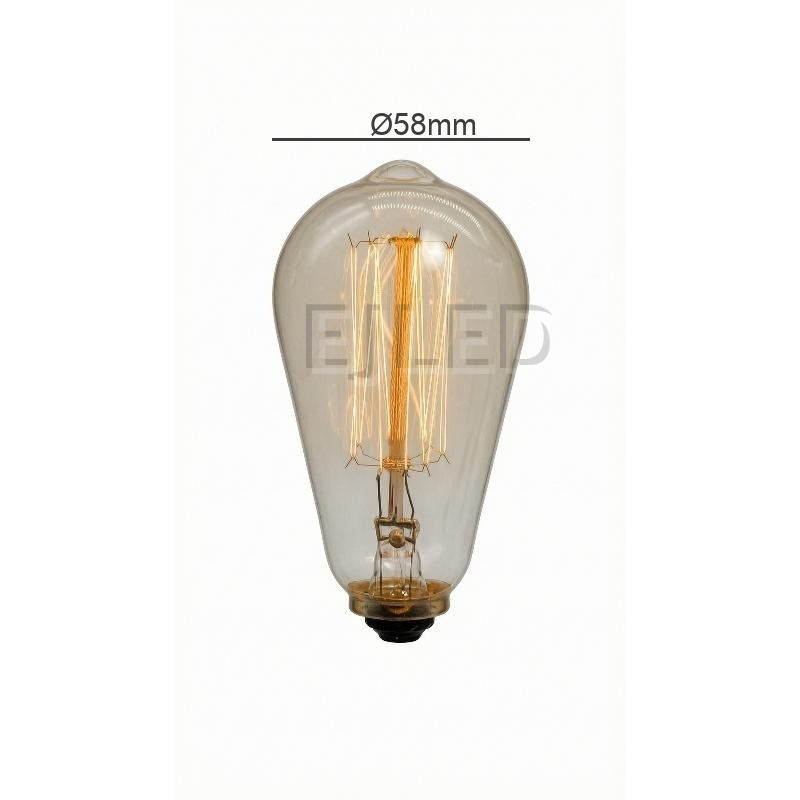 This amber glass incandescent bulb features a teat shape with a visible interior tungsten filament, creating a warm, vintage look for decorative lighting. - view 4