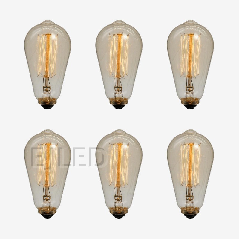 This amber glass incandescent bulb features a teat shape with a visible interior tungsten filament, creating a warm, vintage look for decorative lighting. - view 5