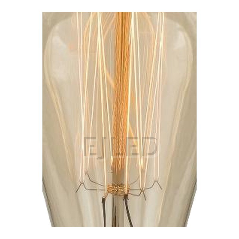 This amber glass ST64 incandescent bulb features a warm tungsten filament design, supplying nostalgic illumination for hospitality and residential interior lighting projects. - view 3