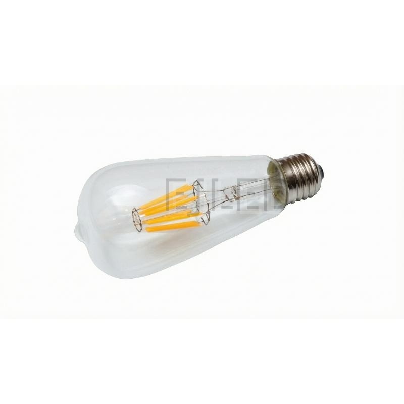 This clear glass ST64 filament LED bulb provides energy-efficient vintage illumination for decorative lighting fixtures and commercial hospitality projects.