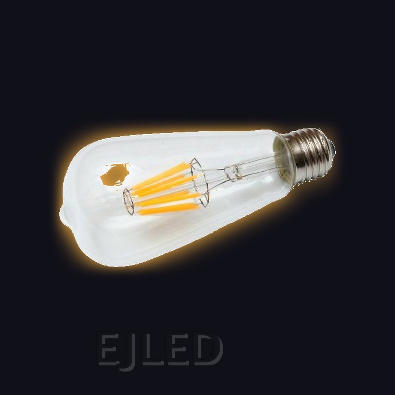 This clear glass ST64 filament LED bulb provides energy-efficient vintage illumination for decorative lighting fixtures and commercial hospitality projects. - view 2