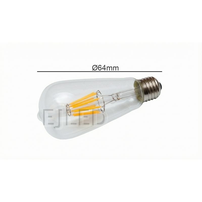 This clear glass ST64 filament LED bulb provides energy-efficient vintage illumination for decorative lighting fixtures and commercial hospitality projects. - view 4