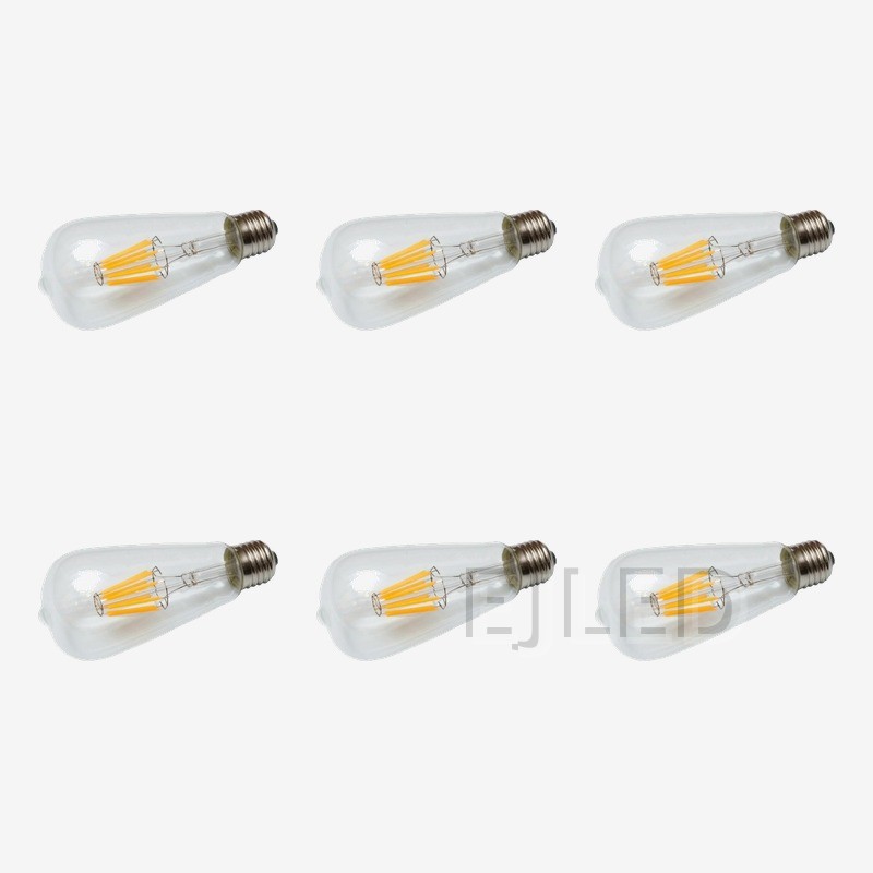 This clear glass ST64 filament LED bulb provides energy-efficient vintage illumination for decorative lighting fixtures and commercial hospitality projects. - view 5