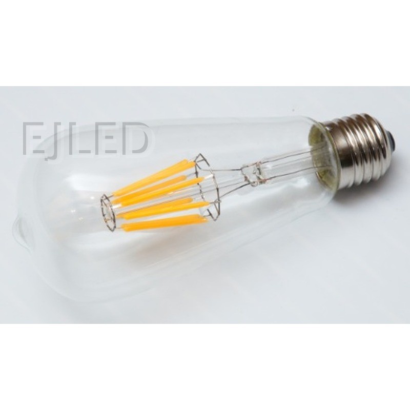 This clear glass ST64 filament LED bulb provides energy-efficient vintage illumination for decorative lighting fixtures and commercial hospitality projects. - view 6