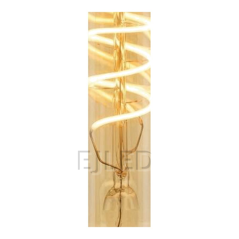 This vintage bulb lamp features an elongated amber glass tube shade with a visible soft LED filament inside, creating a warm nostalgic glow for decorative commercial and residential lighting fixtures. - view 3