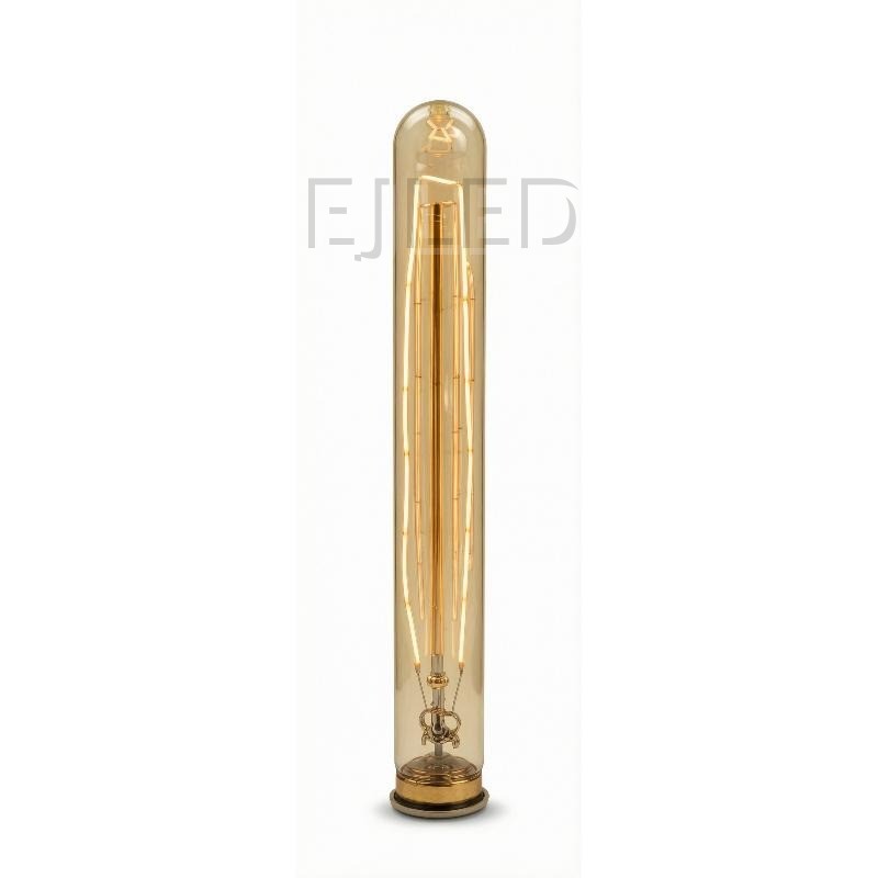 This amber glass tubular incandescent bulb features warm vintage filaments and a classic shape for decorative project lighting.