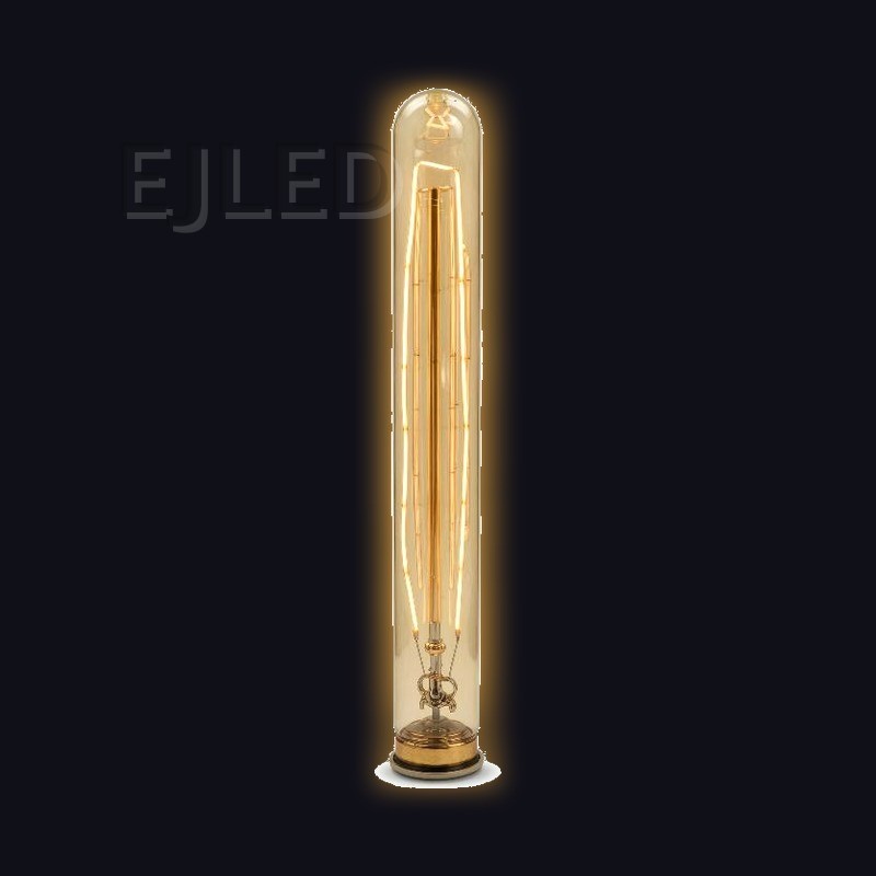 This amber glass tubular incandescent bulb features warm vintage filaments and a classic shape for decorative project lighting. - view 2
