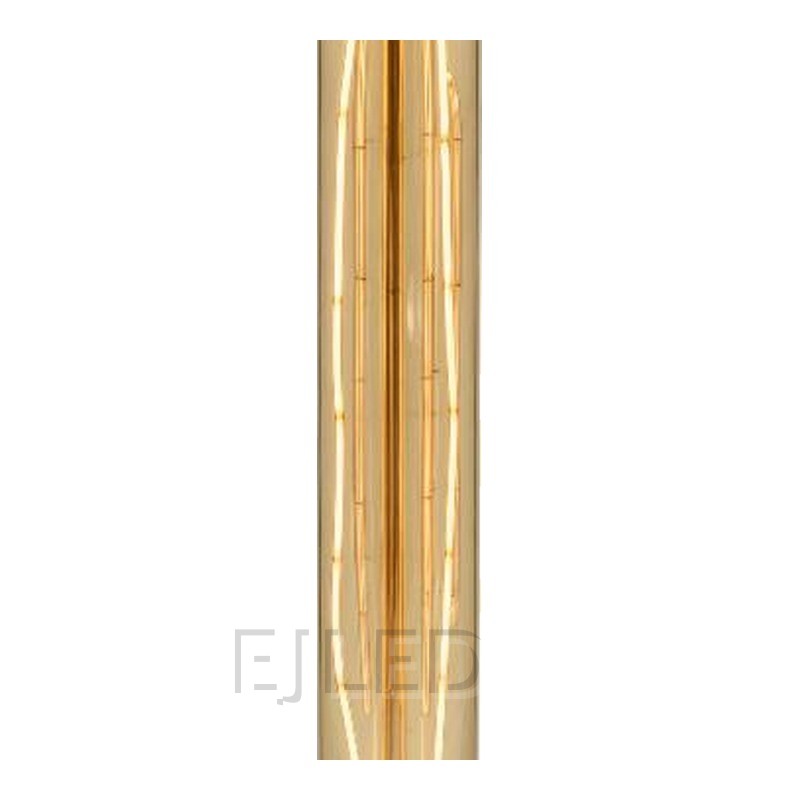 This amber glass tubular incandescent bulb features warm vintage filaments and a classic shape for decorative project lighting. - view 3
