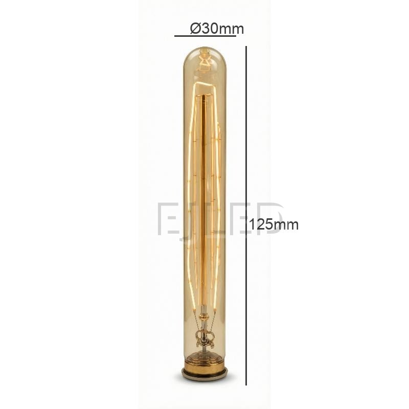 This amber glass tubular incandescent bulb features warm vintage filaments and a classic shape for decorative project lighting. - view 4