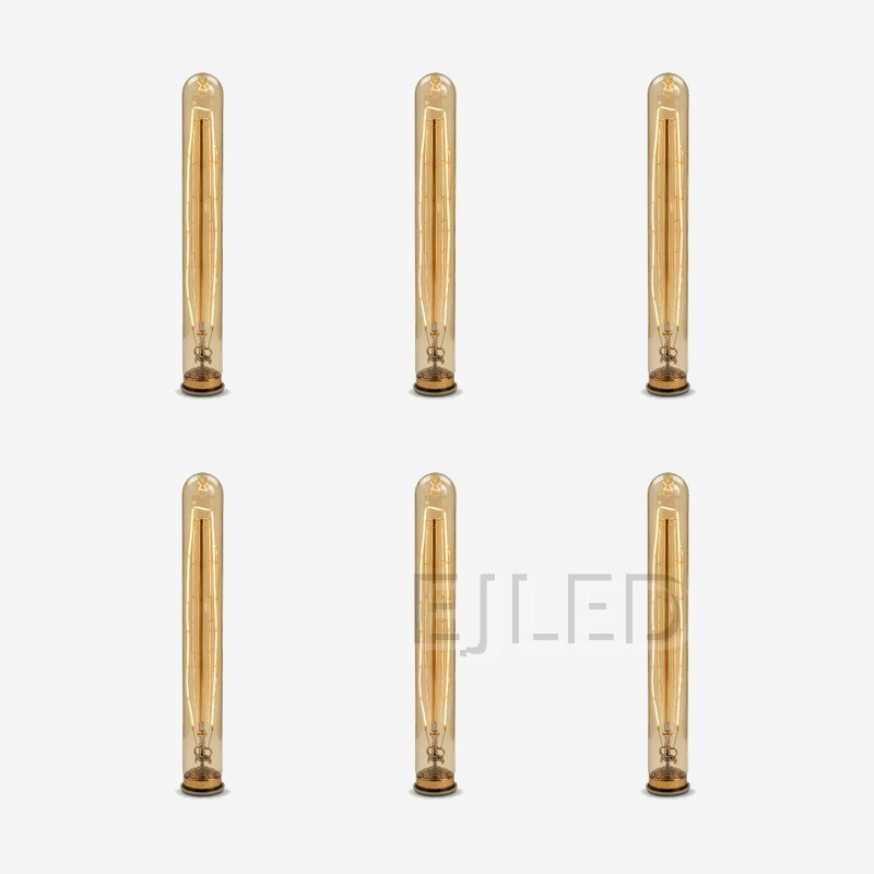 This amber glass tubular incandescent bulb features warm vintage filaments and a classic shape for decorative project lighting. - view 5