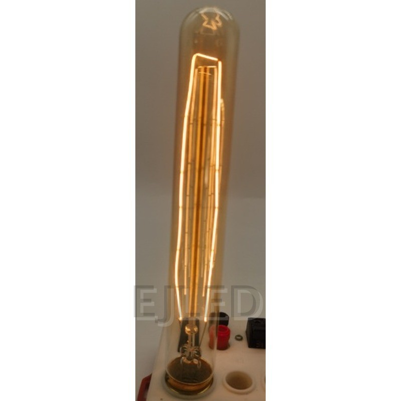 This amber glass tubular incandescent bulb features warm vintage filaments and a classic shape for decorative project lighting. - view 6