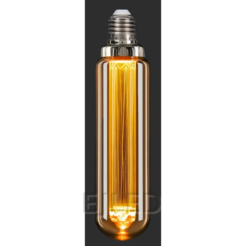 This amber glass T45 tubular LED bulb features a light guide design inside a cylindrical tinted shell. It is suited for decorative lighting projects. - view 6