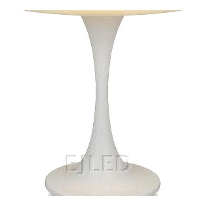 This white resin table lamp features a rounded shade and a slender pedestal base. It provides warm illumination for wholesale and hotel projects. - view 3