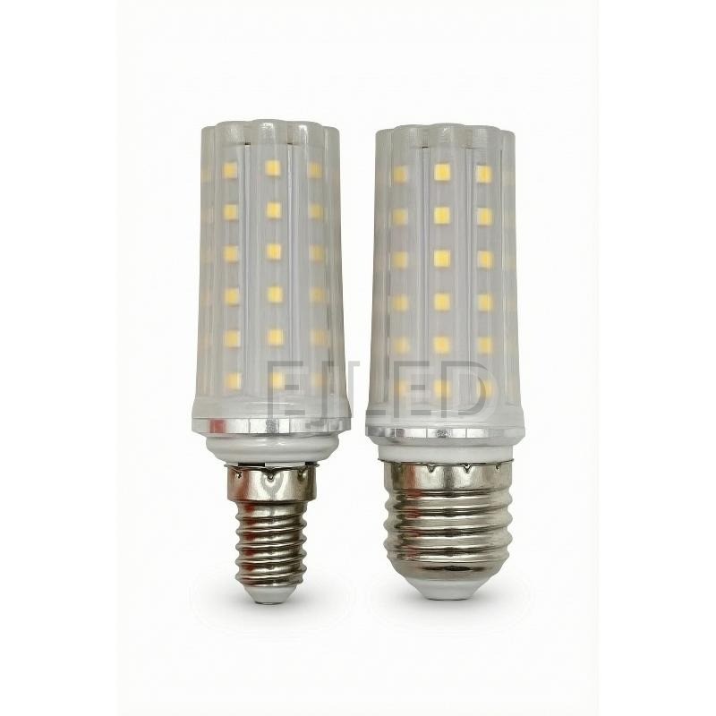 These SMD LED bulbs feature a milky glass shade construction with exposed rectangular LED chips arranged along vertical ridges. They are available with two different screw base sizes.