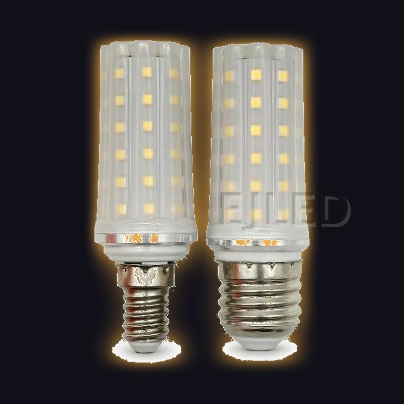 These SMD LED bulbs feature a milky glass shade construction with exposed rectangular LED chips arranged along vertical ridges. They are available with two different screw base sizes. - view 2