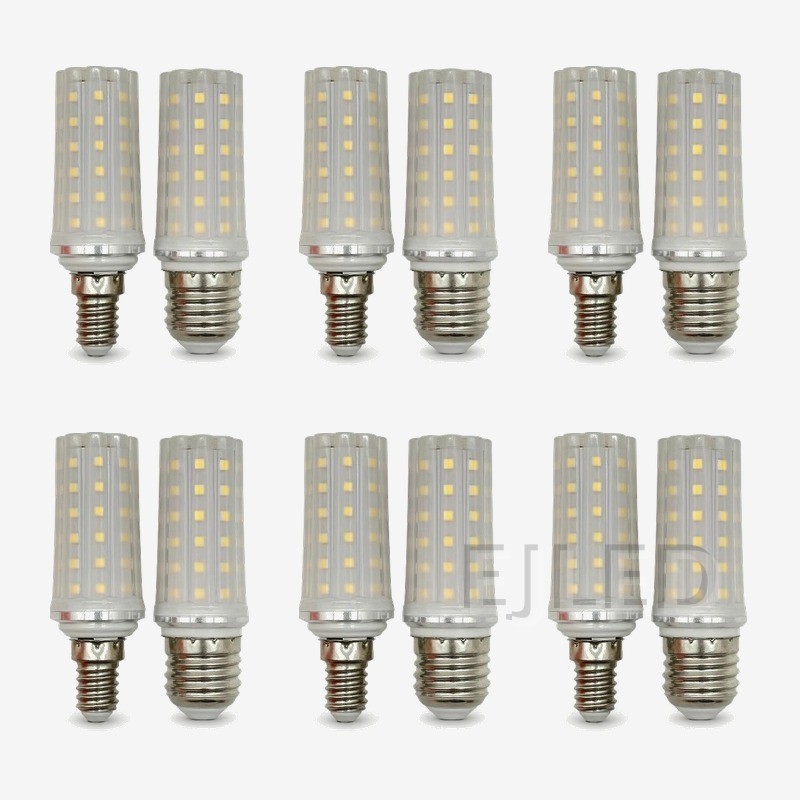 These SMD LED bulbs feature a milky glass shade construction with exposed rectangular LED chips arranged along vertical ridges. They are available with two different screw base sizes. - view 5