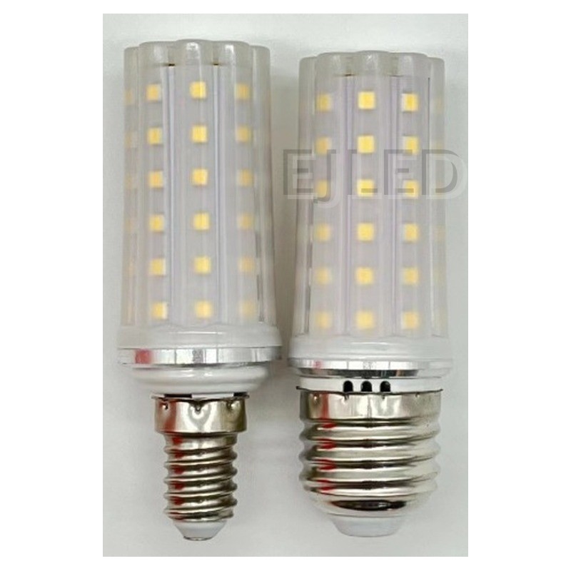 These SMD LED bulbs feature a milky glass shade construction with exposed rectangular LED chips arranged along vertical ridges. They are available with two different screw base sizes. - view 6