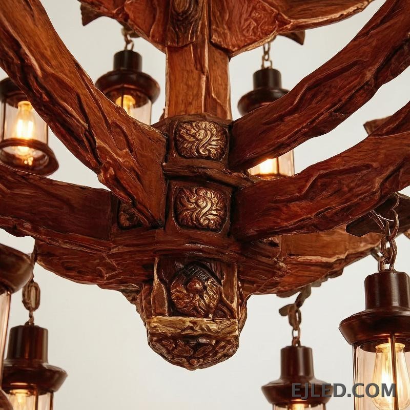 For dining areas or above kitchen islands, the WD0001 wooden cylindrical pendant lamp provides focused illumination. Its natural wood finish and open base direct light downwards, complementing various interior designs. - view 6