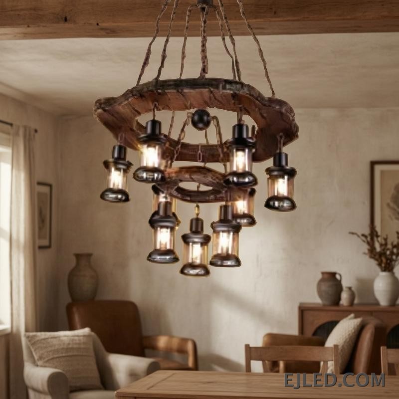 Una lámpara colgante cilíndrica de madera, la WD0002 presenta una base cerrada con un difusor para proporcionar una iluminación suave y uniforme. Suspendida por un cordón, su acabado de madera natural añade calidez a la iluminación cenital. - view 5