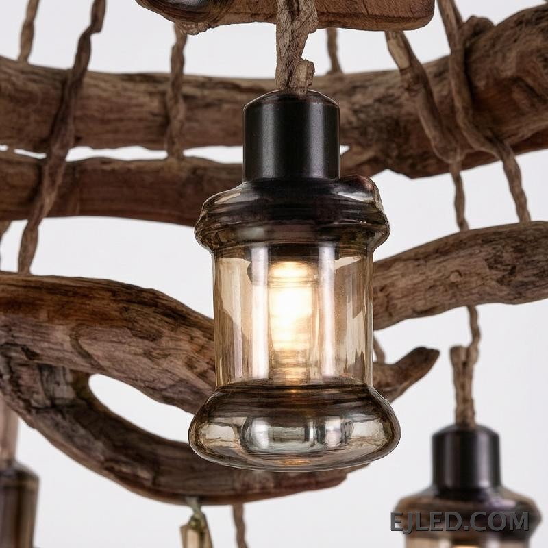 Una lámpara colgante cilíndrica de madera, la WD0002 presenta una base cerrada con un difusor para proporcionar una iluminación suave y uniforme. Suspendida por un cordón, su acabado de madera natural añade calidez a la iluminación cenital. - view 6