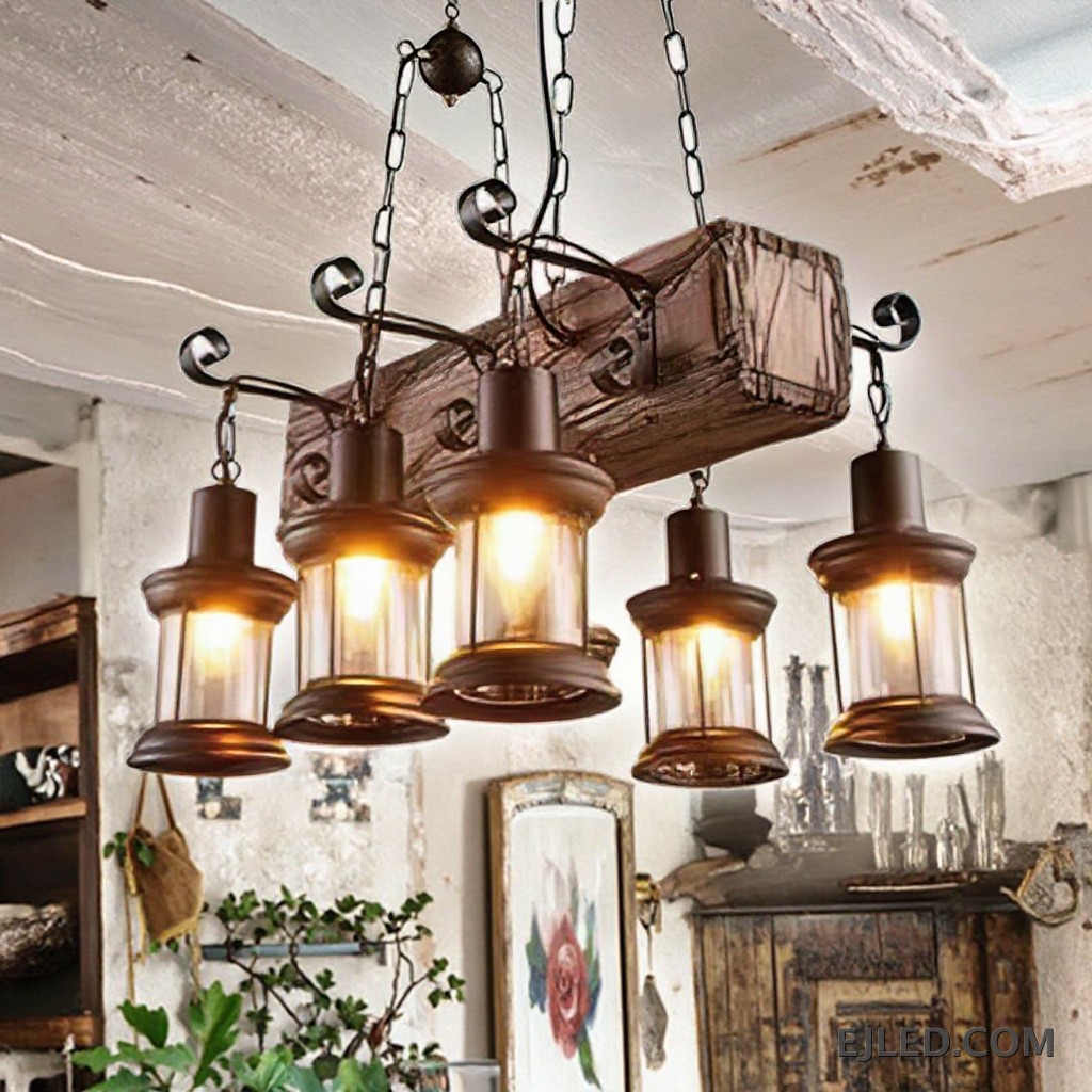 Crafted from natural wood, the WD0005 features two cylindrical pendant lamps suspended together, providing focused downward illumination. Its multi-lamp design suits longer counters or tables, offering a balanced light distribution. - view 5