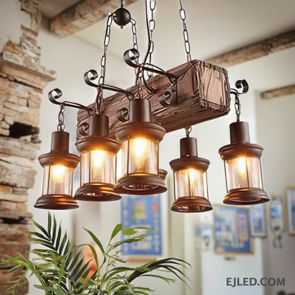 Crafted from natural wood, the WD0005 features two cylindrical pendant lamps suspended together, providing focused downward illumination. Its multi-lamp design suits longer counters or tables, offering a balanced light distribution. - view 6