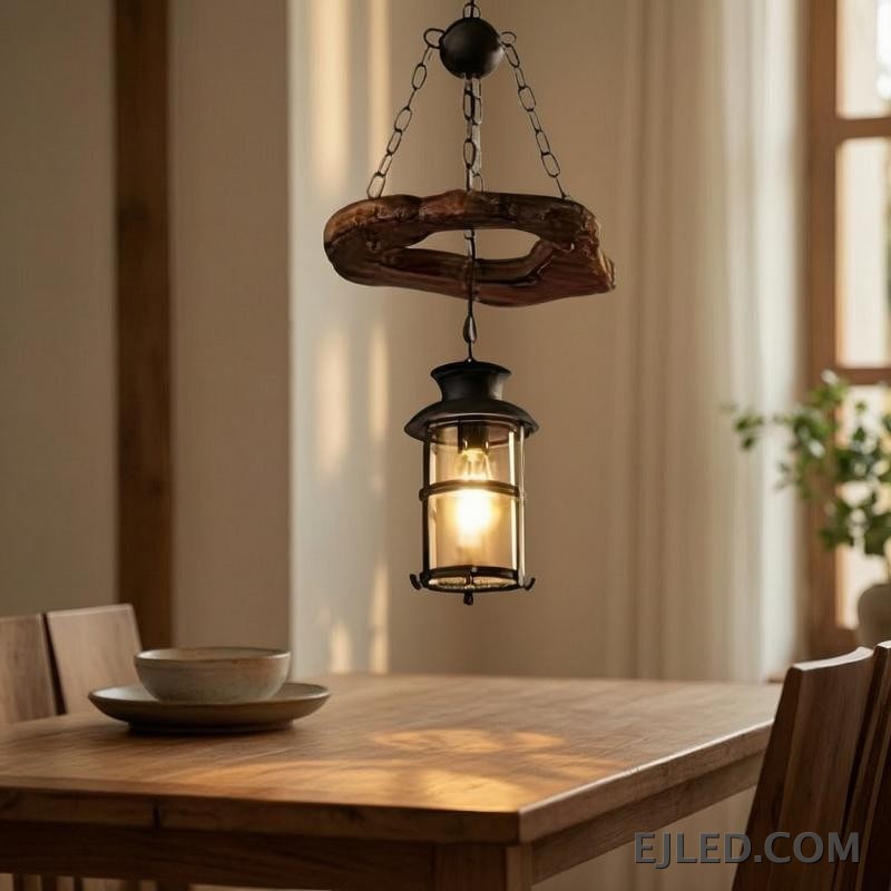 A tall, slender cylindrical wooden pendant light, the WD0020 provides focused illumination suitable for rooms with standard to high ceilings. Its natural wood finish complements minimalist and organic decor. - view 3