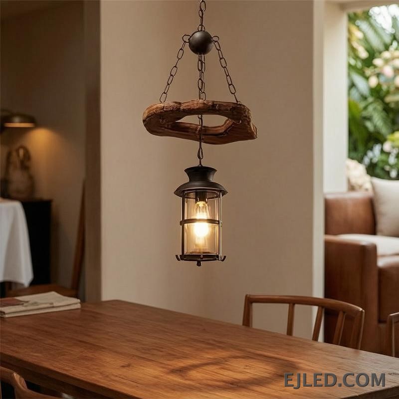 A tall, slender cylindrical wooden pendant light, the WD0020 provides focused illumination suitable for rooms with standard to high ceilings. Its natural wood finish complements minimalist and organic decor. - view 5