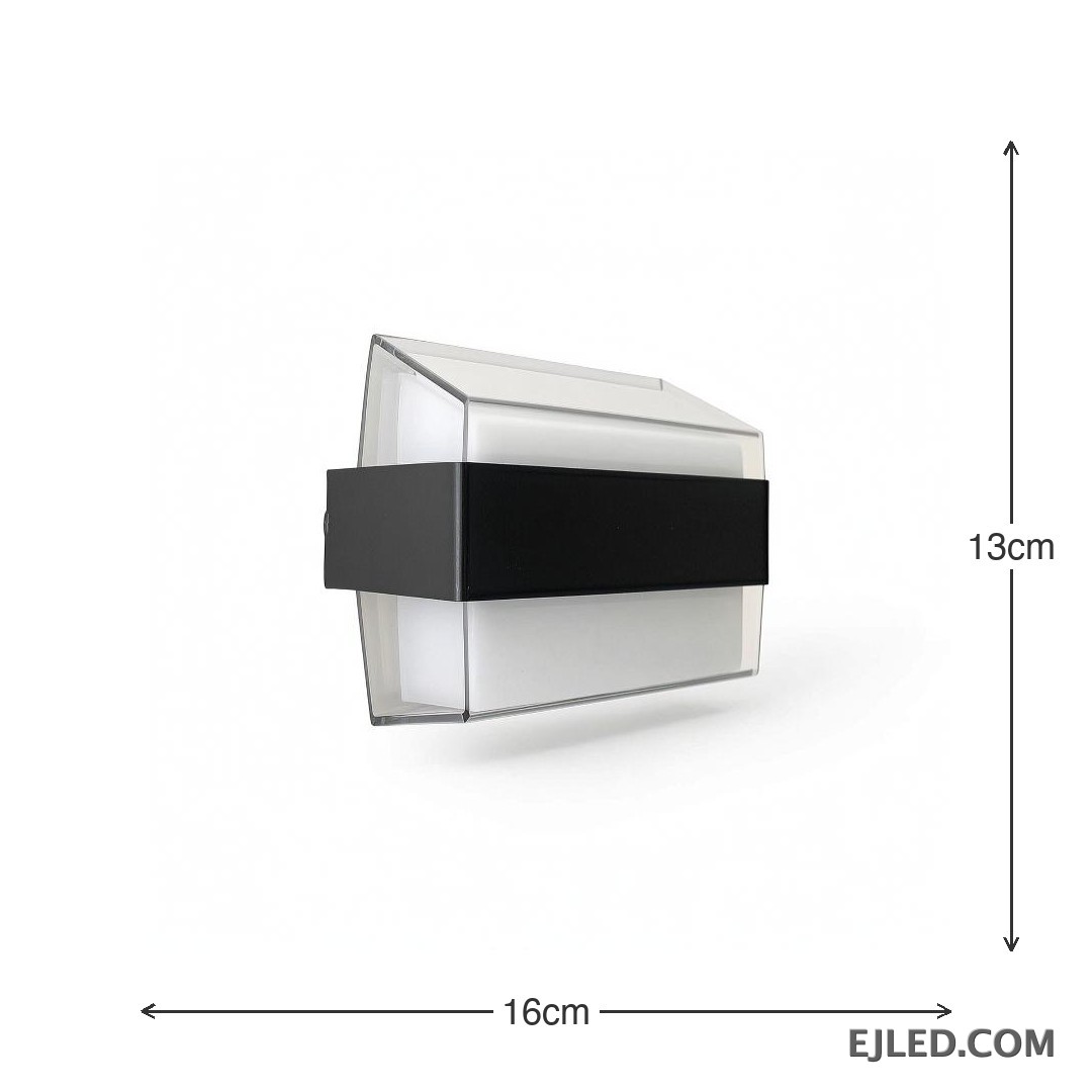 The WL0009 is an acrylic wall light featuring a clear outer casing, a white diffuser, and a distinctive black mid-band. Its angled profile provides diffused illumination. - view 4