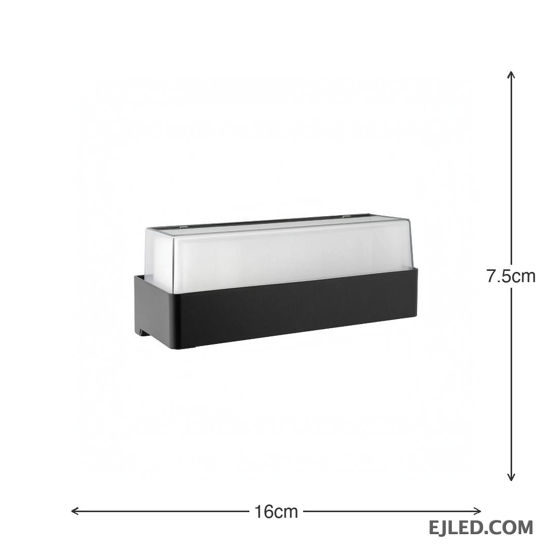 This fixture features a black rectangular plastic base topped with a clear cover enclosing a white light diffuser. It is designed for wall mounting. - view 3