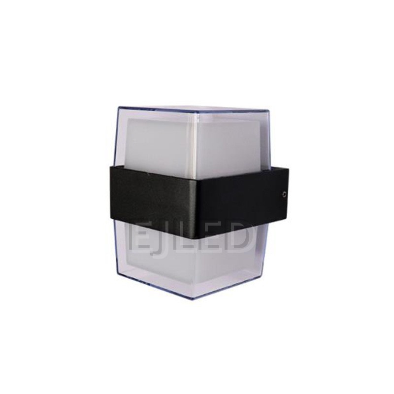 This hexagonal acrylic wall light features a clear outer shade, a white internal diffuser, and a distinct dark band around its middle. It provides enclosed illumination from a wall-mounted fixture. - view 3