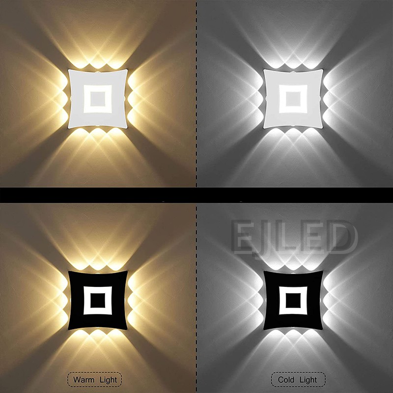 Este aplique de pared de plástico negro presenta un cuerpo cuadrado con un elemento de iluminación cuadrado blanco integrado y lentes laterales. El modelo WL0030 está diseñado para montaje en pared comercial y residencial. - view 6