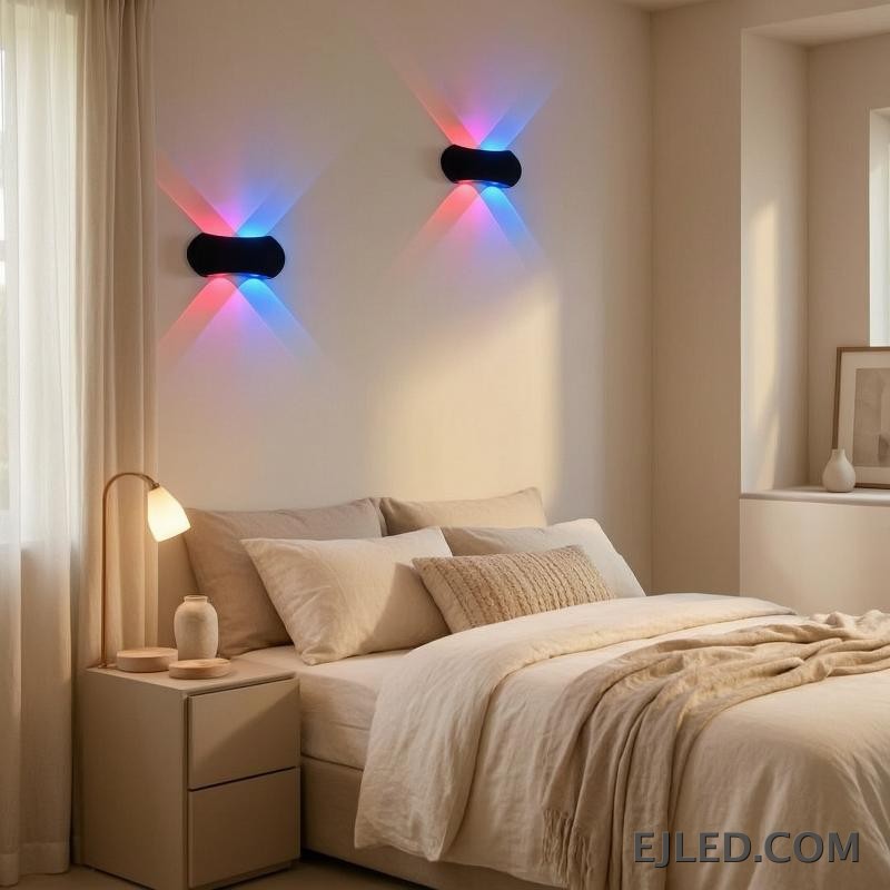 Plastic construction defines the WL0050, a rectangular black wall light designed for focused up-and-down illumination. It provides a distinct light pattern, suitable for architectural emphasis or accent lighting in various settings. - view 4