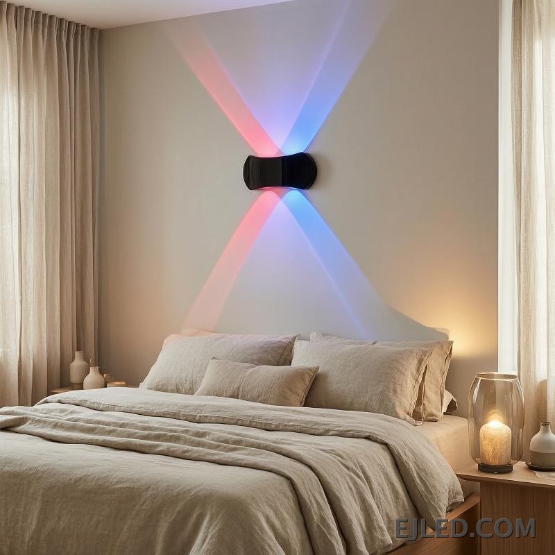 Plastic construction defines the WL0050, a rectangular black wall light designed for focused up-and-down illumination. It provides a distinct light pattern, suitable for architectural emphasis or accent lighting in various settings. - view 6
